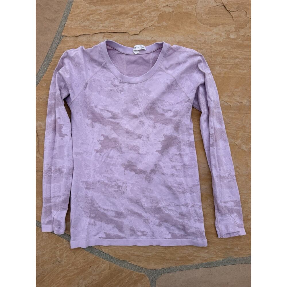 ATHLETA MOMENTUM CAMO LONG SLEEVE TOP IN DELICATE PINK SZ M AG
